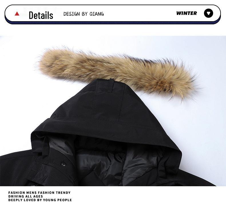 Мужская короткая зимняя куртка на гусином пуху - 80% белого утиного пуха, теплая и утолщенная, в стиле пилот, доступен вариант для пары