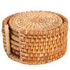 6 PCS Rattan Coasters Hand Made Teacup Coasters Set Insulated Rattan Cup Placemat Teacup