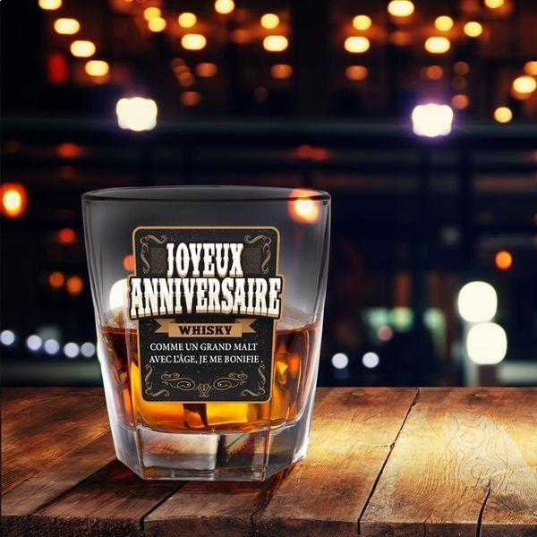 Whiskey Glass with Happy Birthday Message