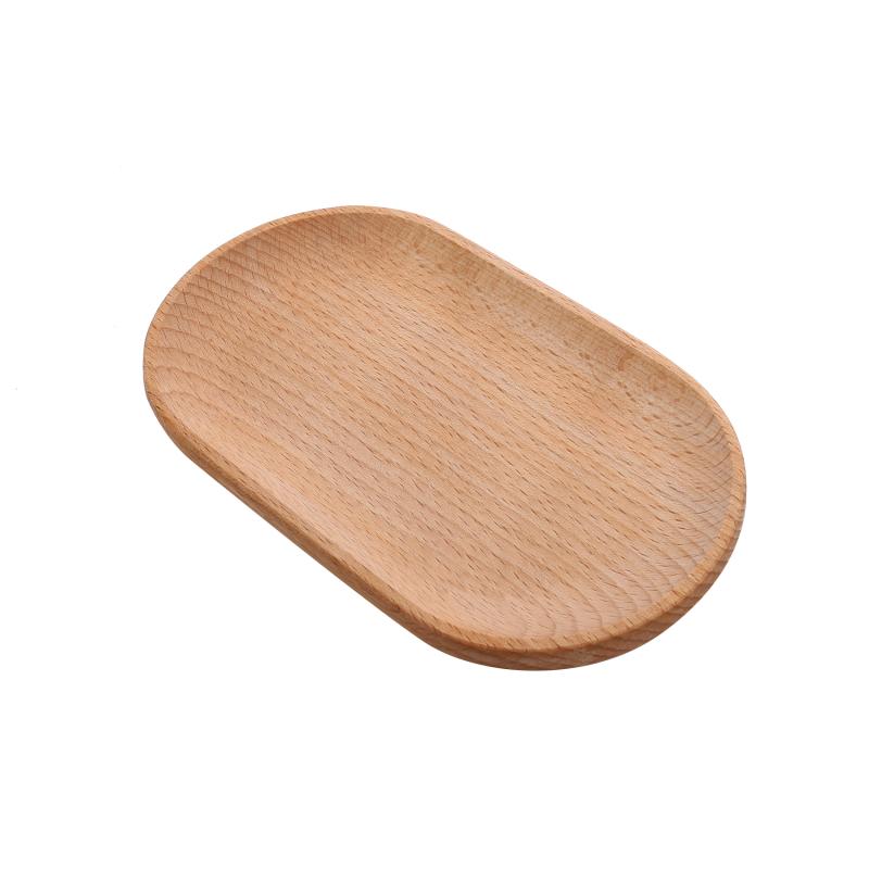 Овальный поднос из бука, мини-маленькая обеденная тарелка из цельного дерева, детская обеденная тарелка, деревянная посуда