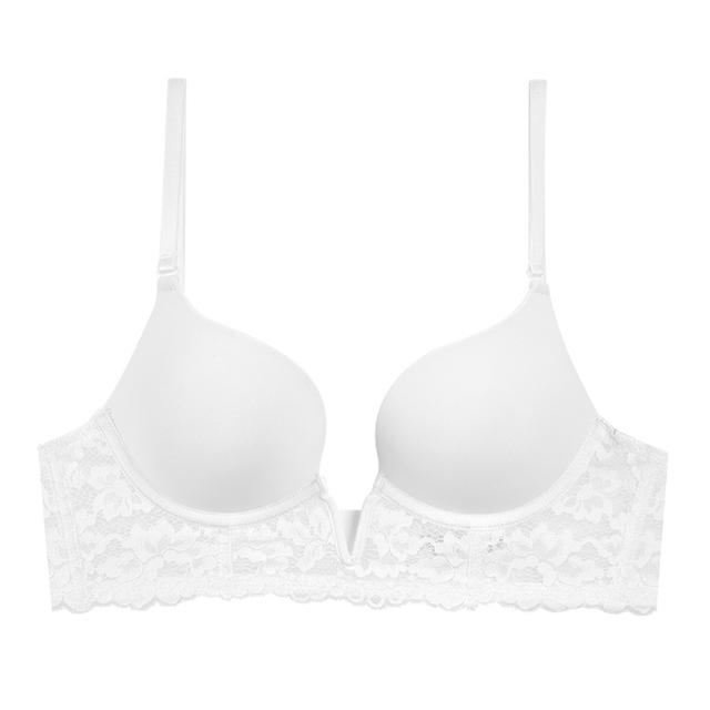 Женский сексуальный бюстгальтер пуш-ап, французское кружевное нижнее белье с глубоким V-образным вырезом, женский тонкий свадебный бюстгальтер без косточек, нижнее белье, топ с вышивкой без следов