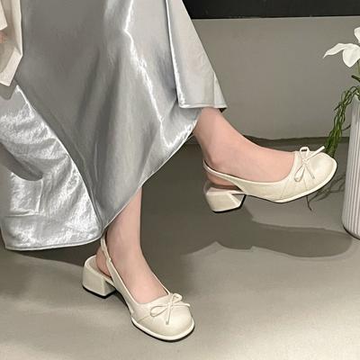 Французский стиль с юбкой, сумкой на голове, толстые босоножки на высоком каблуке, женская летняя обувь 2025, новые увеличивающие рост Мэри Джейн, крутые одинарные туфли