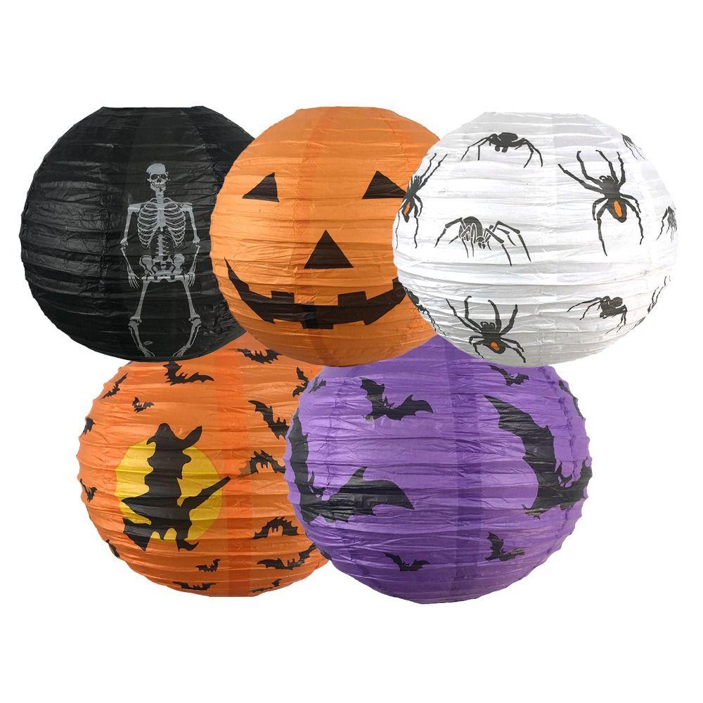 Skeleton Halloween Paper Lanterns Pumpkin Hangingn Tassels Lantern Hanging Pendant Hotel
