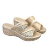 Sandals Women's Fashion 20 New Rhinestone Thick-soled Muffin Wedge Heel Large Size Women's Fish Mouth Cool Slippers