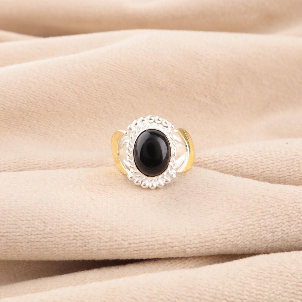 Black Tourmaline Gemstone 925 Sterling Silver Jewelry October Birthstone Ring RR-61-31