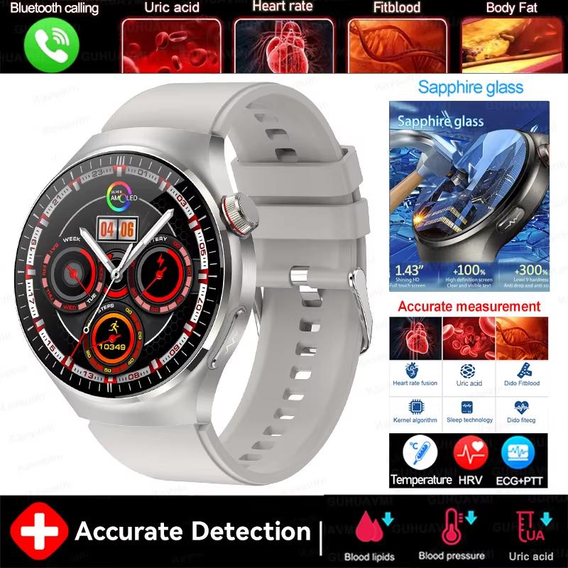 2025 New Health Nursing Grade Smart Watch Men Blood Lipid Uric Acid Tracker ECG+PPG Clock Bluetooth Call Smartwatches For Xiaomi