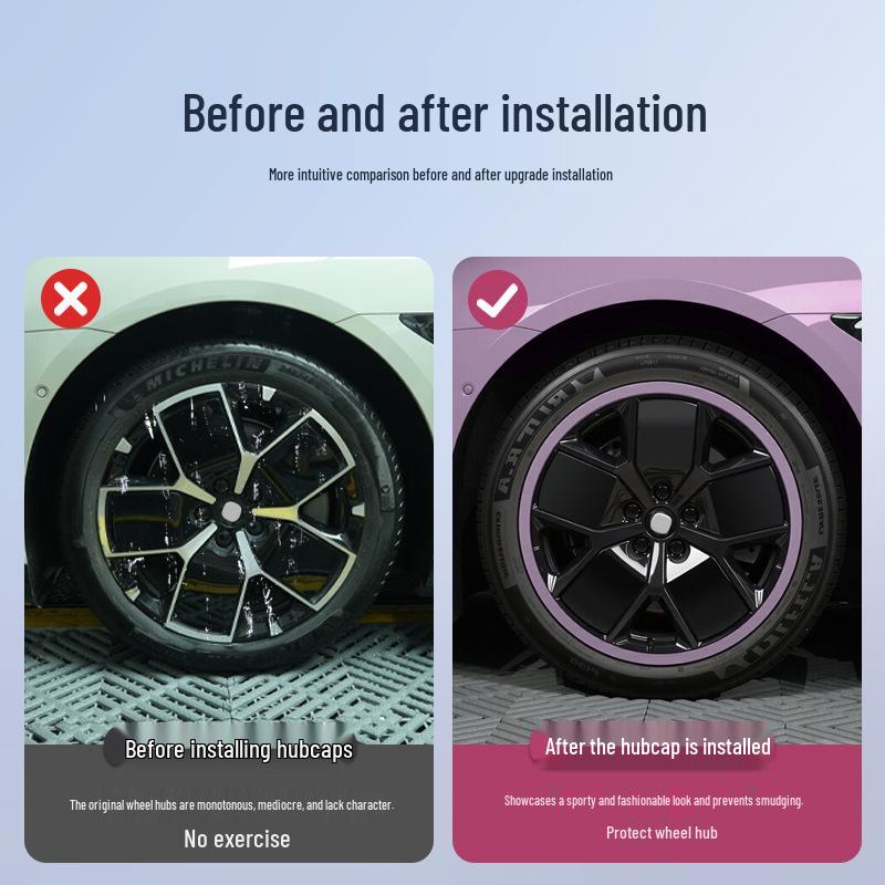 Xiaomi SU7 19-inch Black Low-Drag Wheel Hub Covers - Full-Coverage Modification Accessories