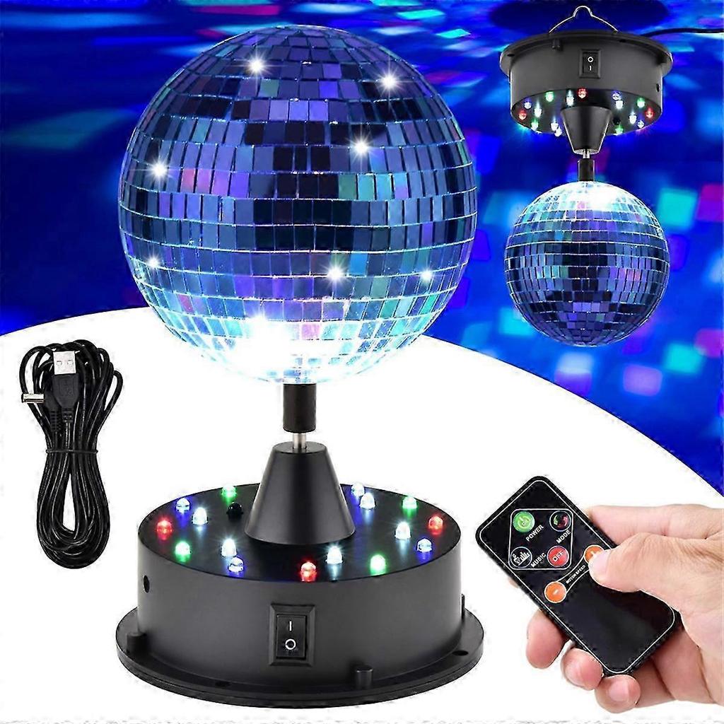 Rotating 5in Disco Ball Party Lights with Remote, 6-12RPM Adjustable Disco Ball,18 LEDs DJ Light,Hanging and Table 2 Use