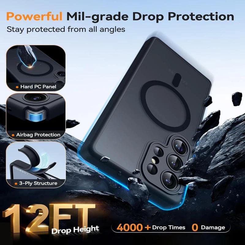 Роскошный матовый чехол для Samsung Galaxy S26 S25 S24 S23 Ultra Plus FE A56 A36 A26 A17 A16 S25Edge Magsafe Беспроводная зарядка Чехол