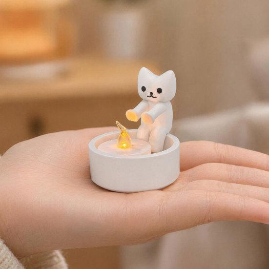 Милый Подсвечник-Кошка, 3D-печатный Подсвечник для Чайной Свечи, Белый Котёнок-Подсвечник, Подарок для Любителей Кошек