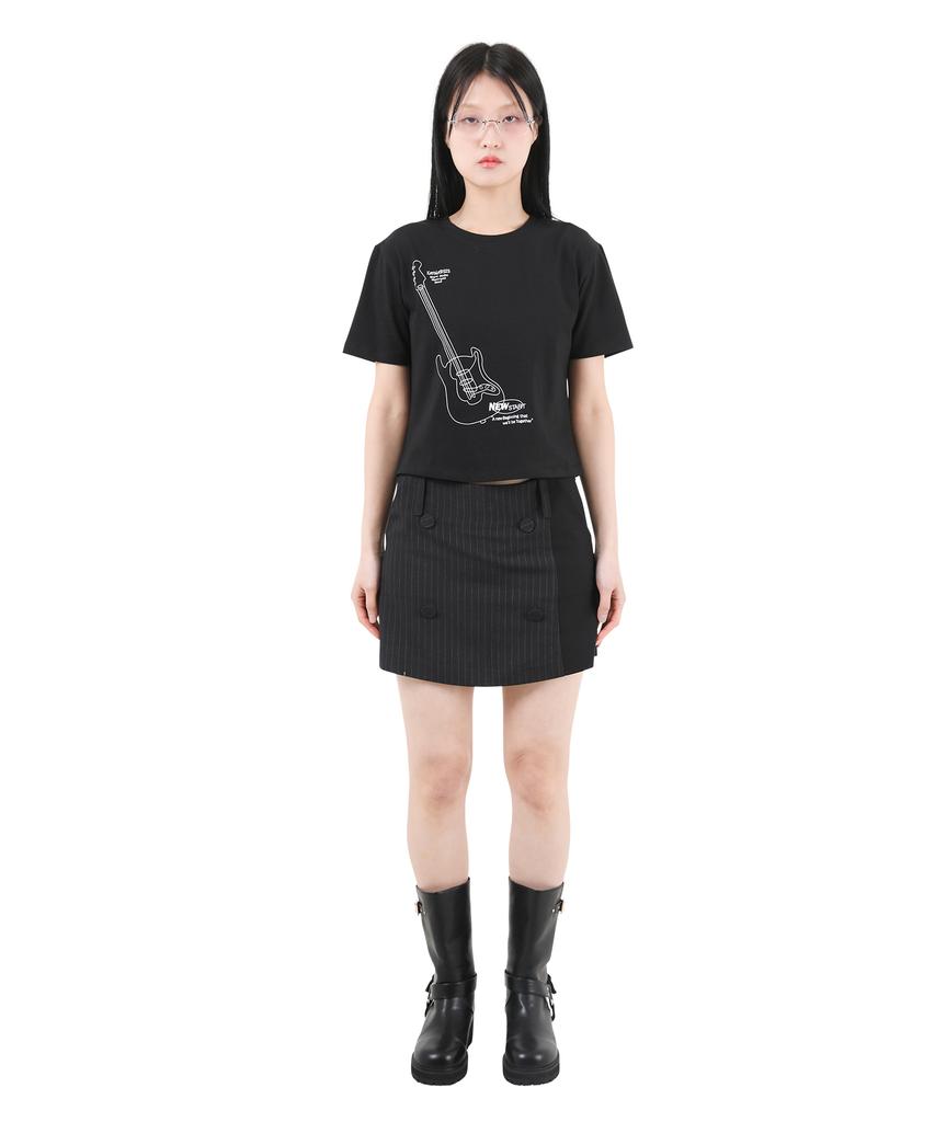 Catharsis Mini Skirt Pants Black Pinstripe One Size