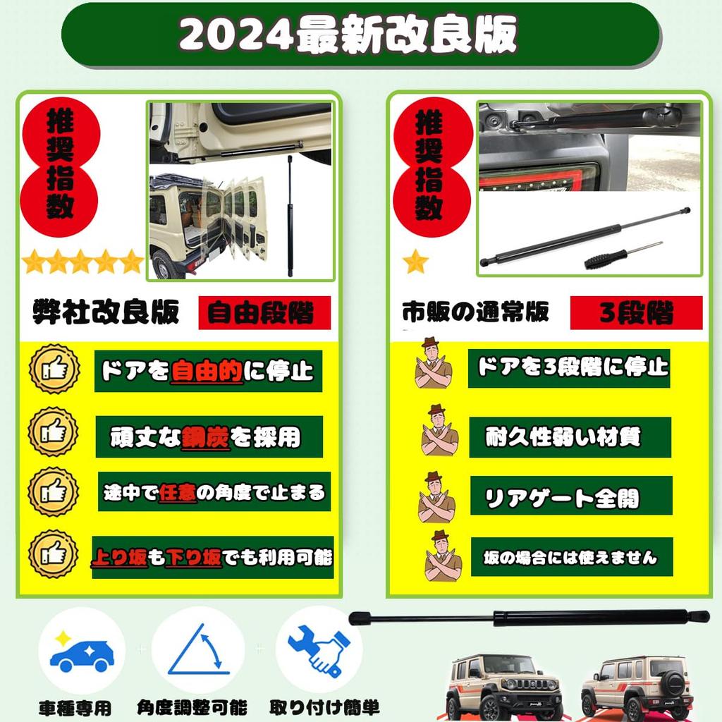 Temiry Back Door Damper for New Jimny Stepless Stop JB64 JB74W Free Stop for Jimny Free Stop Door Opener Hydraulic Dam Vehicle Inspection Compatible