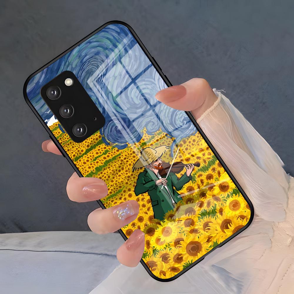 Чехол для телефона с картинами Ван Гога маслом для Samsung S26 S25 Plus S20 S20 Plus S22 Ultra S23 FE S21 Plus S21 Ultra Стеклянная крышка