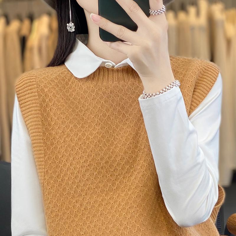Женский кашемировый жилет Qinghe Cashmere 30% кашемир 70% шерсть Женский осенне-зимний кашемировый жилет мягкий и теплый