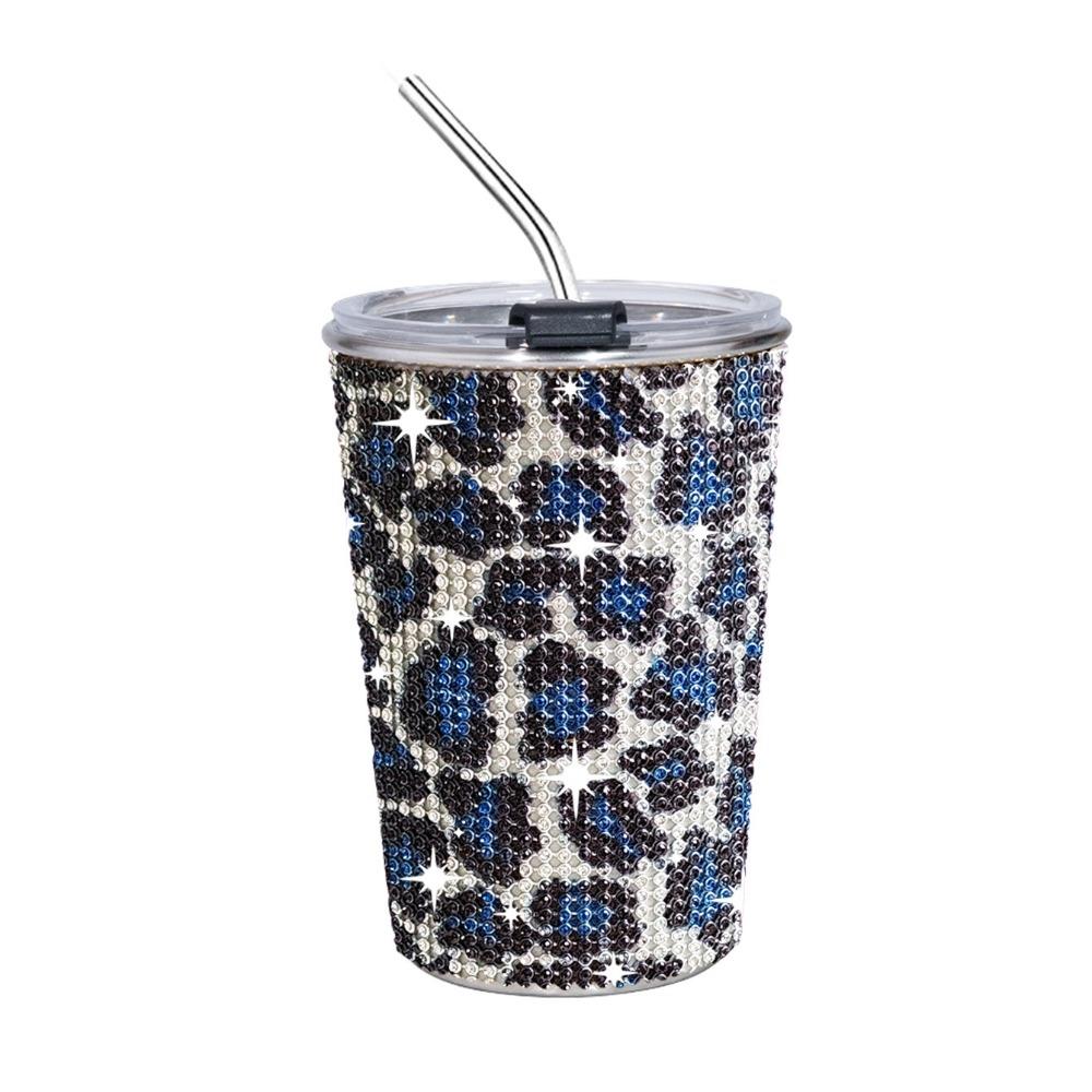 Durable 500ml Rhinestone Water Cup Bling Sparkling Glitter Coffee Mug with Lid Straw Luxury Creative Straw Cup Girl