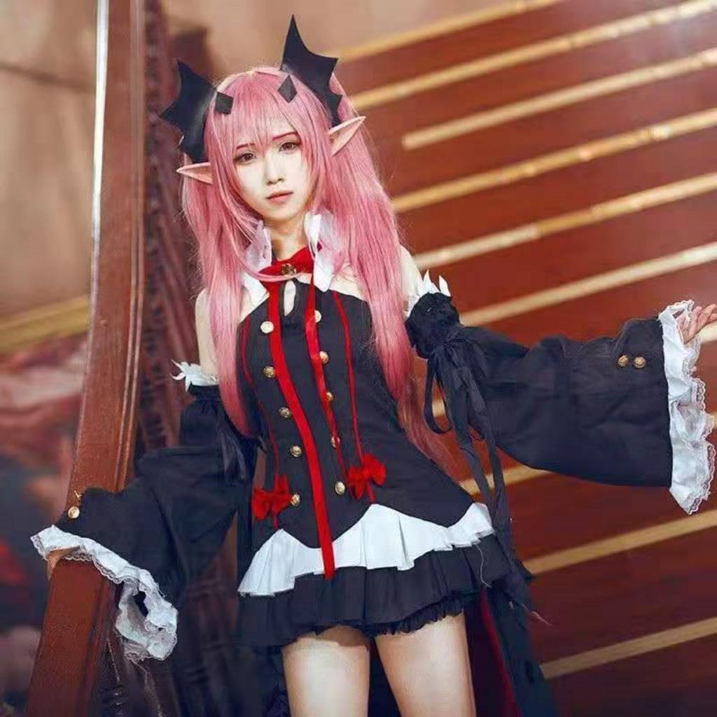 Серафим Конца Owari no Seraph Krul Tepes Косплей Костюм Униформа Парик Косплей Аниме Ведьма Вампир Хэллоуин Костюм Для Женщин