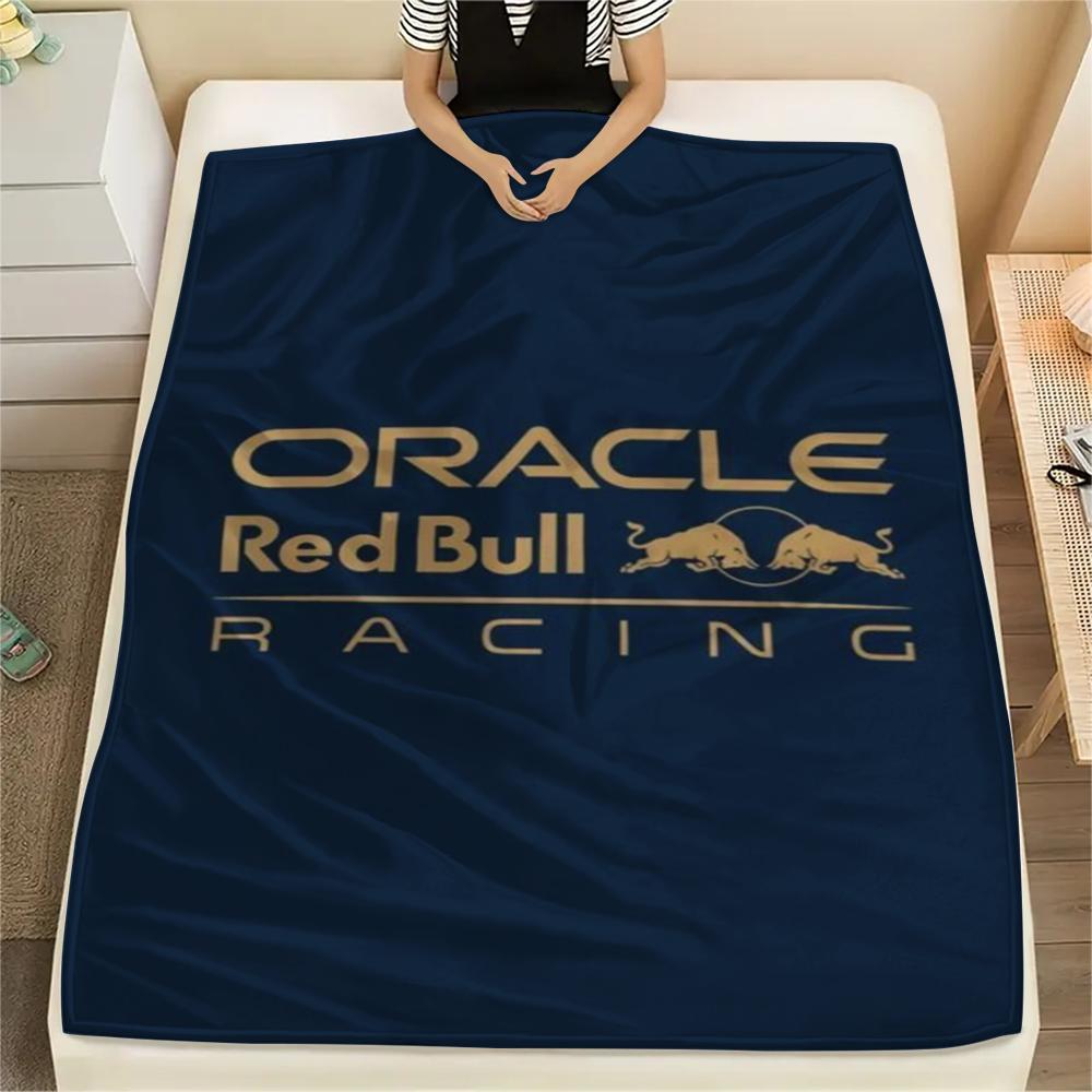 1PC Red Bull Racing Print Flannel Blanket, High quality Comfortable for All Seasons, Home Decor, Warmth and Comfort, Perfect for Christmas Gifts