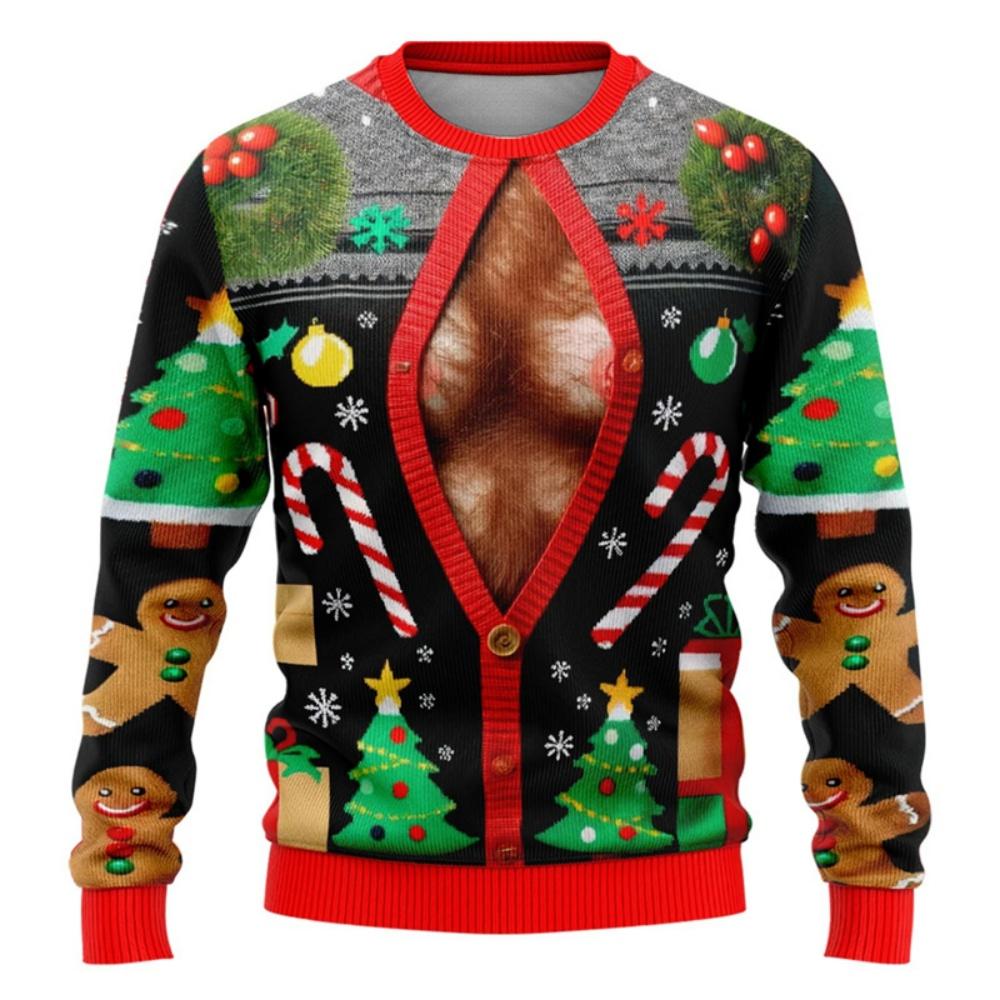 Funny Christmas Sweater Men Women Pullover Xmas Sweatshirt Ugly Graphic Y2k Sweatshirts for Holiday Party Loose Men's Clothing