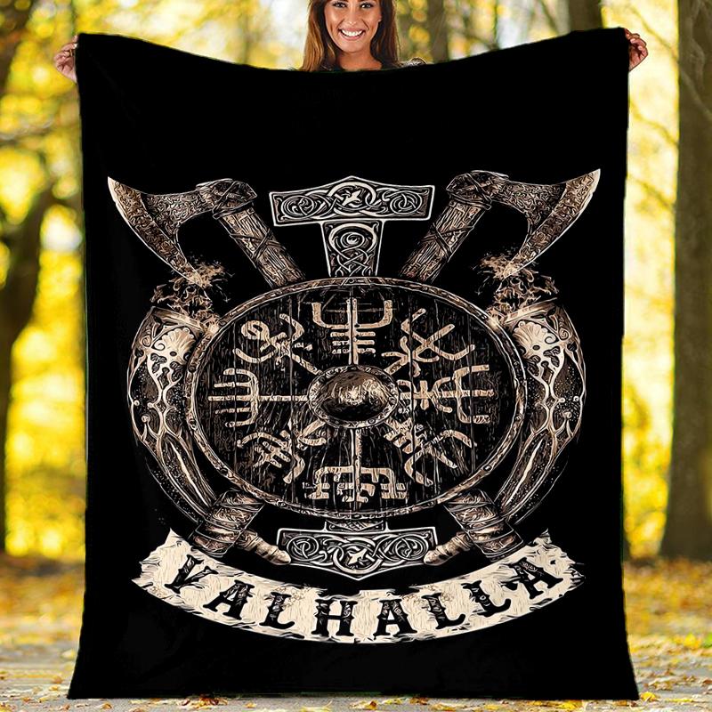 Viking Theme Printed Blanket - Perfect for Couch, Bed, Travel & Outdoor Use | Machine Washable, Cozy & Durable.
