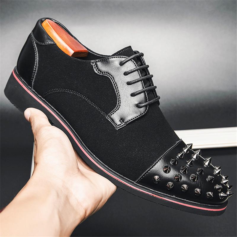 Мужские остроносые черные лоскутные панк-рок туфли с заклепками из лакированной кожи, повседневная обувь, свадебная обувь, обувь для выпускного вечера, zapatos hombre