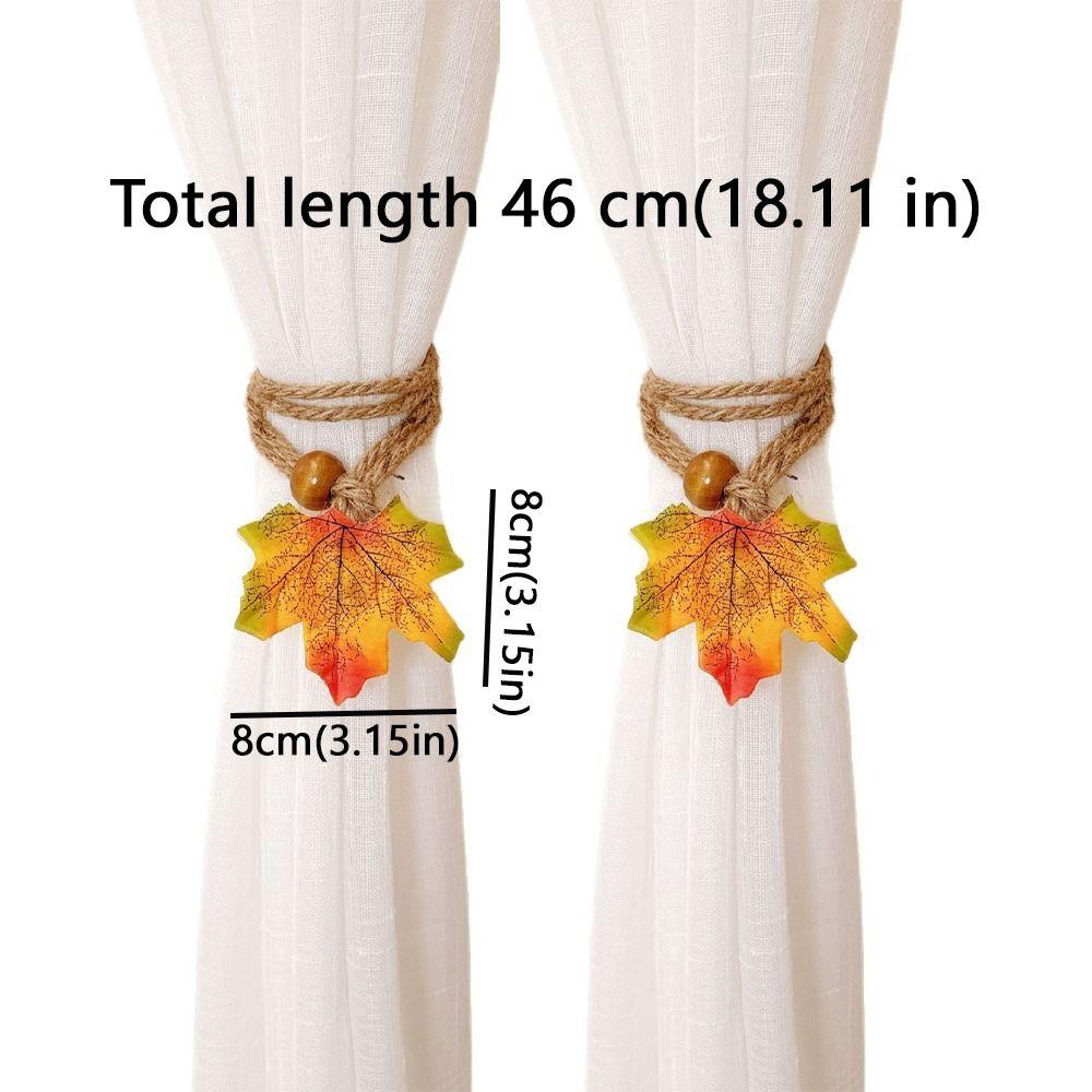 2Pcs Simulated Maple Leaf Autumn Curtain Hold Back Adjustable Fall Leaf Curtain Strap Thanksgiving