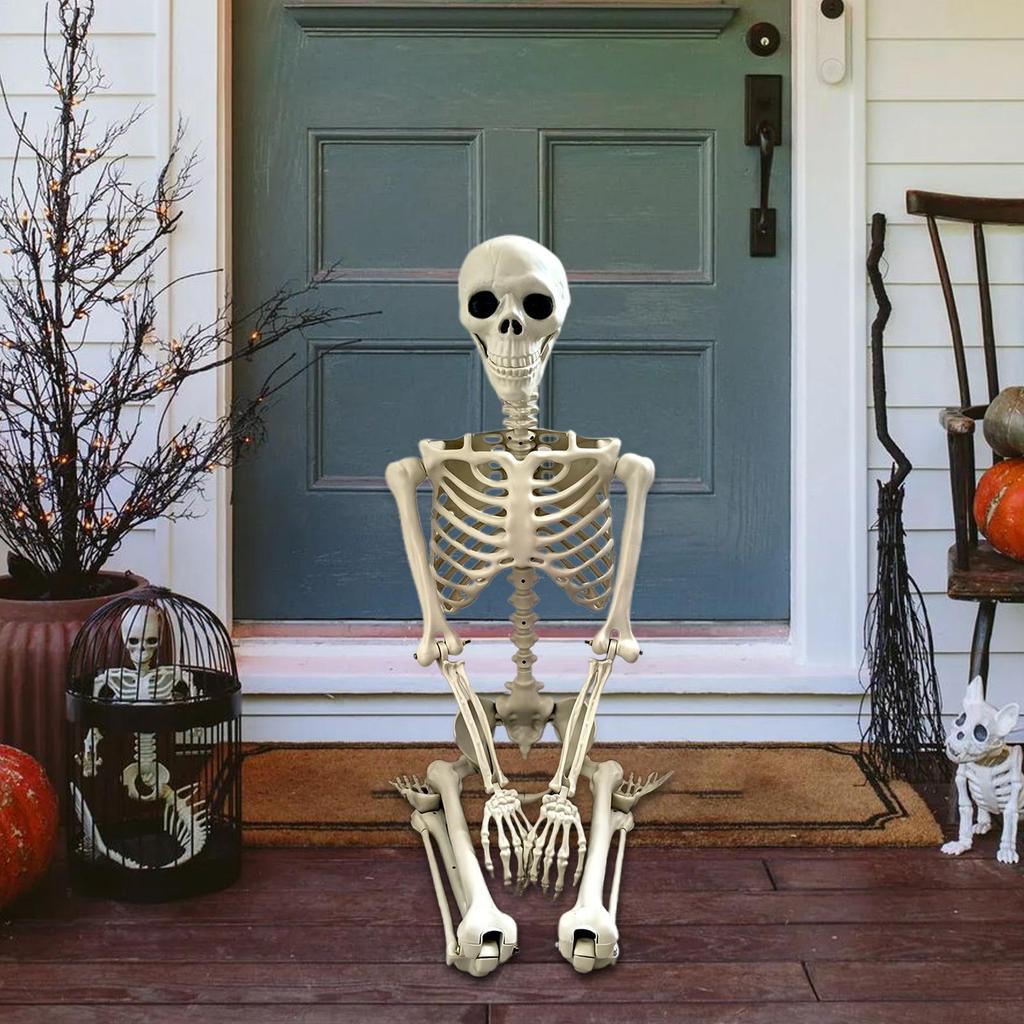Skeleton Decor For Outdoor Movable Joints Full Size Skeleton Model Weather-Resistant Outdoor Decorations Spooky Photo Props