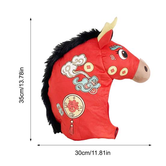 Yousheng Horse Headgear Hat Year of The Horse Cosplay Party Hat Soft Breathable Horse Head Photo Prop Cheerful Festival Headwear