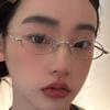 2024 Japanese Harajuku Metal Oval Glasses Gold Silver Metal Square Glasses Vision Care Anti-blue Eyeglasses Frame for Women Men