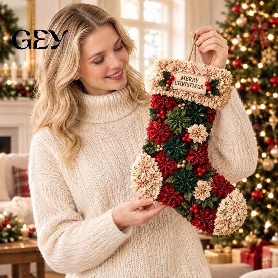 Holiday Craft Supplies for Beginners 3D Fabric Poke Wreath DIY Kit, Beginner-Friendly Christmas Making Stamp Art Set Door Hanging Home Decor Projects