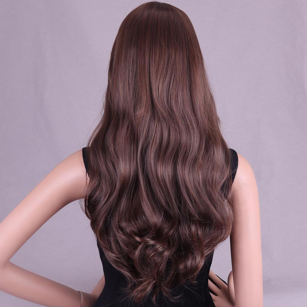 26 Inch Long Curly Full Wigs with Bangs Natural Looking Breathable Wigs for Photography Stage Movie Hair