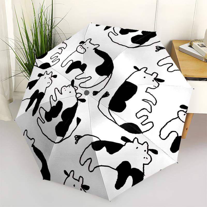 1pc Cow Pattern Automatic Opening/Closing Folding Umbrella with 8 Ribs,Portable Sunshade Umbrella Birthday and Holiday gifts yy251231167