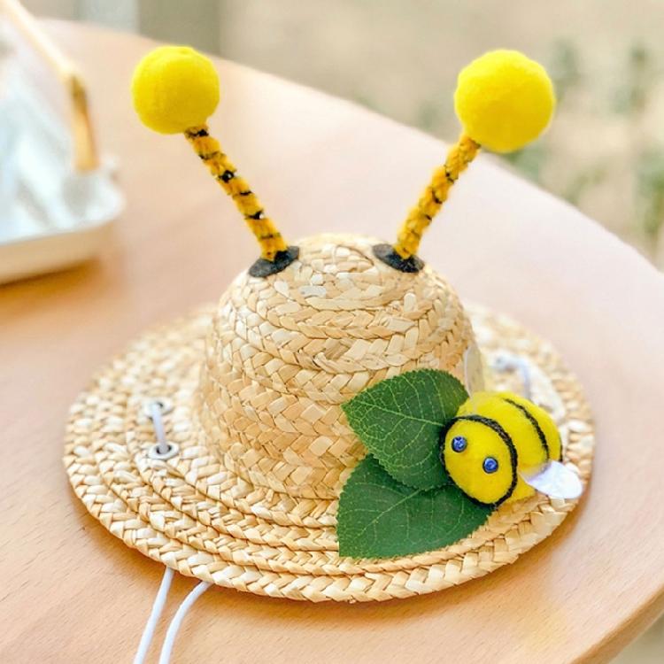 Fashion Pet Woven Straw Hat Cats Beach Parties Straw Hat Dogs Costume Hat for Small Dog Puppy Cats Accessories