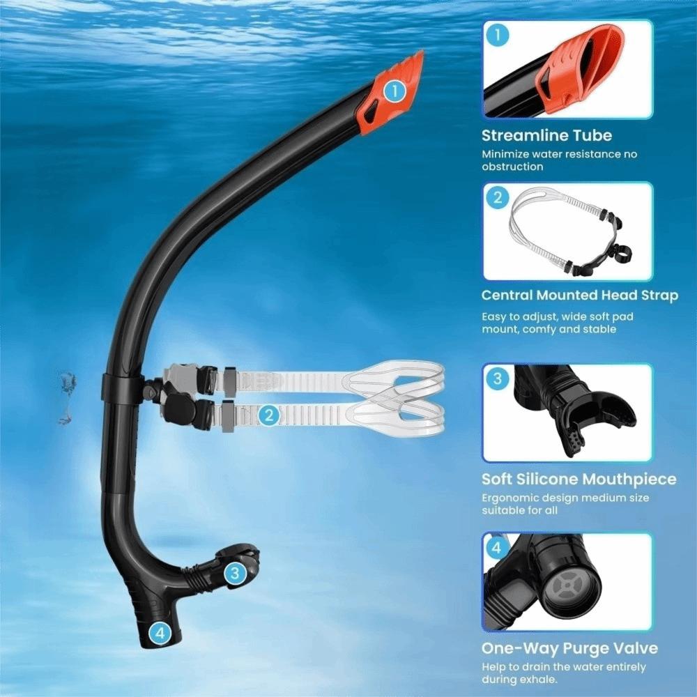 Semi-Dry Top Front Snorkel Silicone Mouthpiece Snorkeling Snorkel Swimming Snorkel Swim Training
