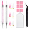 Rhinestone Picker Tool, 2-Pack Diamond Painting Dotting Pen with 6 Extra Wax Tips & Precision Tweezer, Wax Pencil for Rhinestones, Nail Art DIY Kit