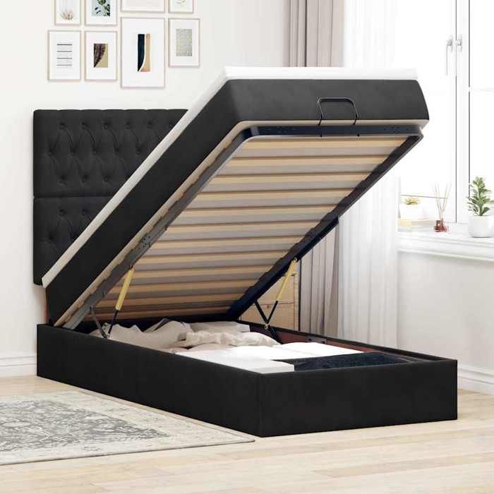 Maison Exclusive - Cadre de lit ottoman avec matelas noir 90x200 cm velours