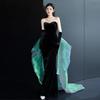 Women's Black Evening Dress Banquet Style Fish Tail Bra Dress Elegant Retro Long Dress