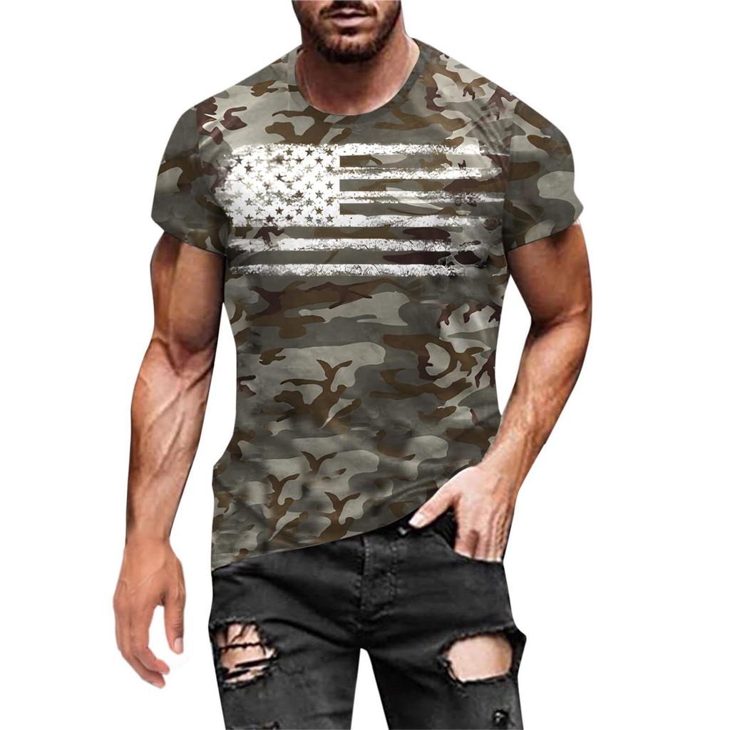 Men'S T-Shirt Short Sleeve Printed Summer Round Neck Top Trend Casual Sweatshirt