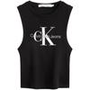Jeans Minimalist Logo Printed Ribbed Stretch Tank Top Women Tops Space-Black ZW02476