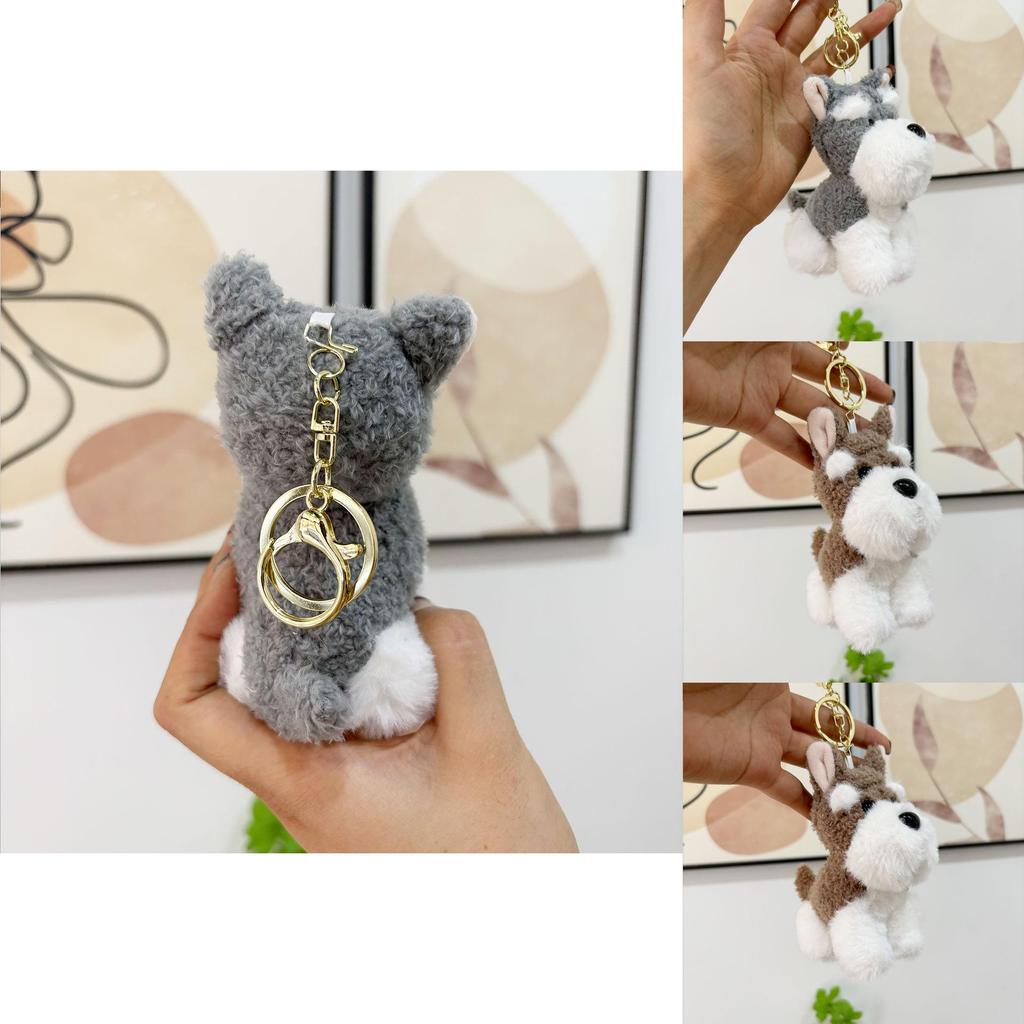 Adorable Schnauzer Plush Keychain Cute Dog Stuffed Animal Bag Charm