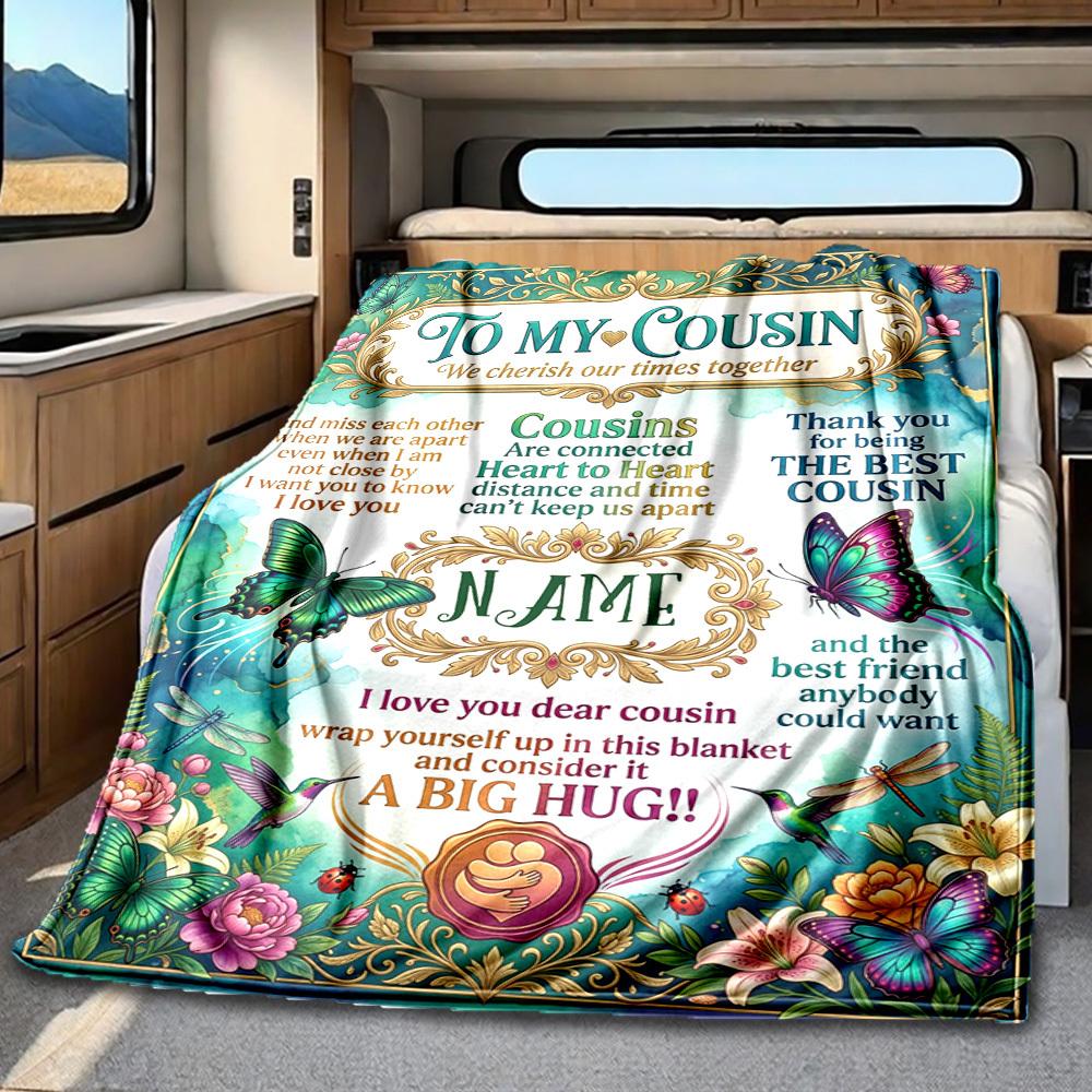 Cousin'S Love Connection Blanket Personalized Name Soft Comfortable Stylish Blanket Car Blanket Perfect For Travel Camping Outdoor Home Suitable For