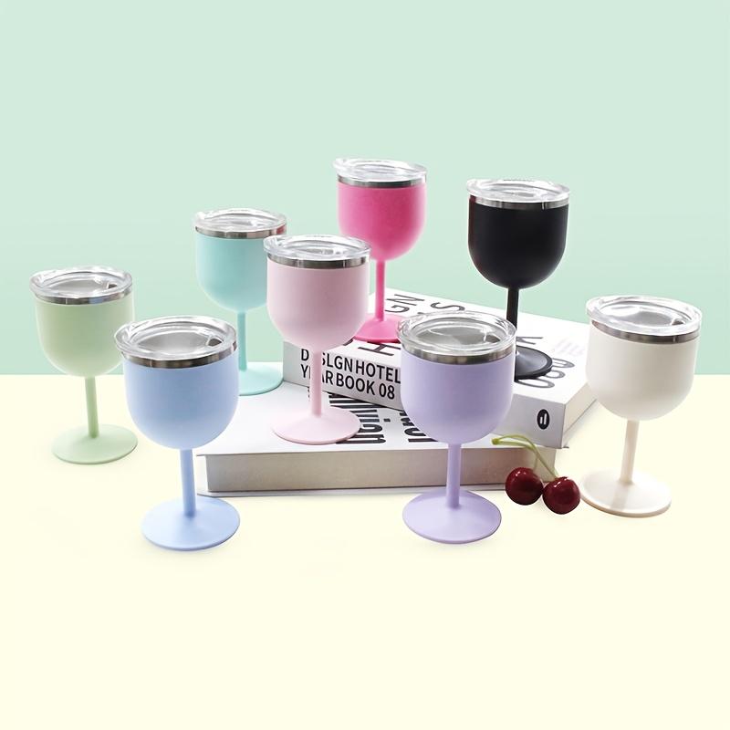 1Pc, 4oz High Aesthetic Value Water Cup With A Tall Handle, 304 Stainless Steel Inner Lining, Transparent Lid, Available In Multiple Colors, Suitable