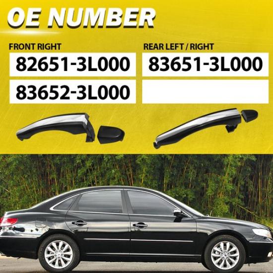 Exterior Handles Door Right 2X Side Front&Rear Fit 2006-2011 Azera Hyundai