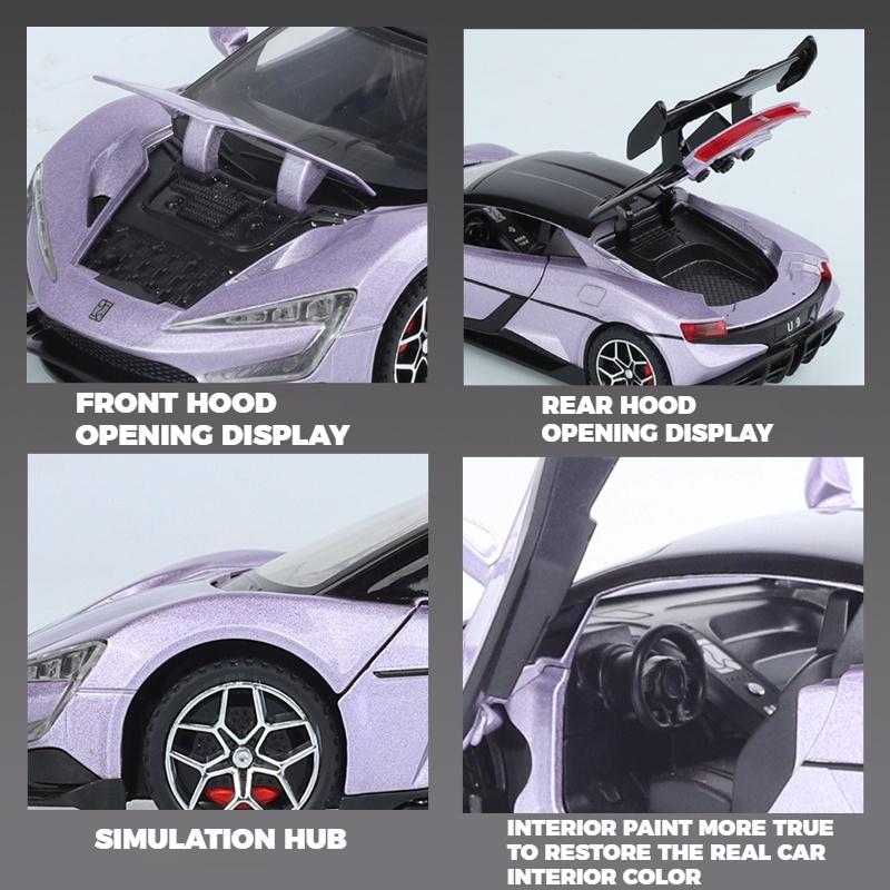 1/32 BYD Look Up U9 Pure Electric Performance Supercar Alloy Diecast Model Car Home Trendy Toys Collections Hobby Display Friend