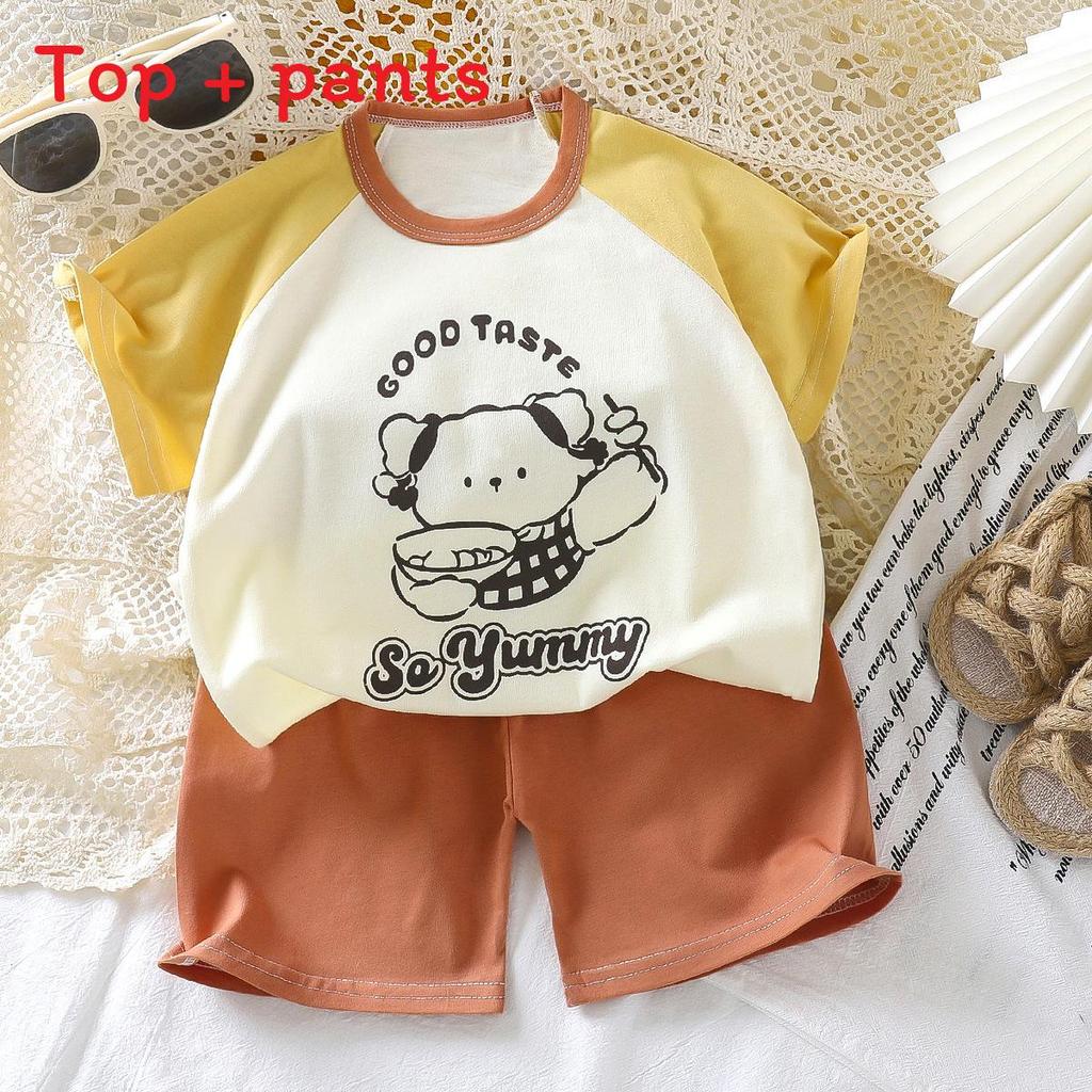 Childrens Summer Cartoon Hoodie And Shorts Set With Soft Cotton For Kids