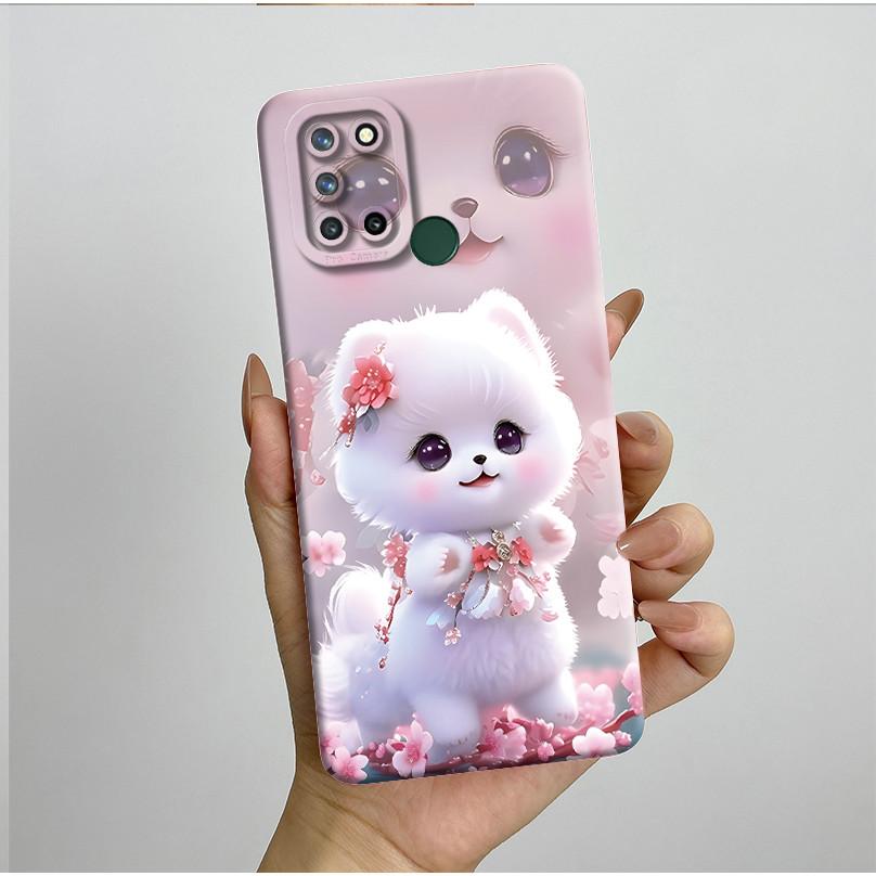 Phone Case For Realme 7I RMX2103 C17 Shockproof Case For Realme C17 Pretty Flowers Liquid Soft Silicone Back Cover Bumper Fundas
