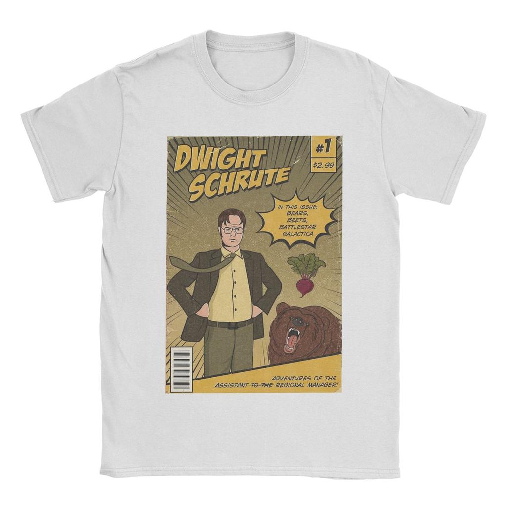 Мужская футболка Dwight Schrute Comics Vintage Cotton Tee Shirt Short Sleeve The Office Tv Series T Shirts O Neck Clothes Graphic
