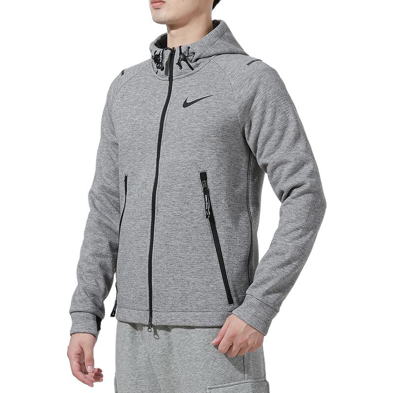 Nike Вязаная спортивная куртка с логотипом и капюшоном, мужская верхняя одежда, серая DD1879-010