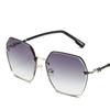Irregular Hexagons Rimless Sunglasses Women Metal Vintage Gradient Stylish Design Oversized Square Sun Glasses UV400