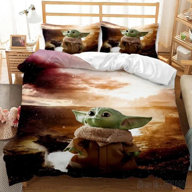 Cartoon Animation Yoda Duvet Cover, 3D Printing Bedding Set Bedroom Sets Comforter Sets 2/3 Pieces Children Boys Birthday Gift