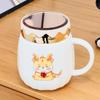 Mug Cute Cup with Lid Ceramic Breakfast Couple Coffee Cup Girl Creative Office Water Cup Straw Cup